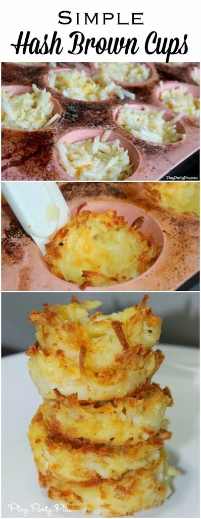 Simple Hash Brown Cups - make in just a few minutes and fill with anything you want (chili, broccoli and cheese, etc.). 