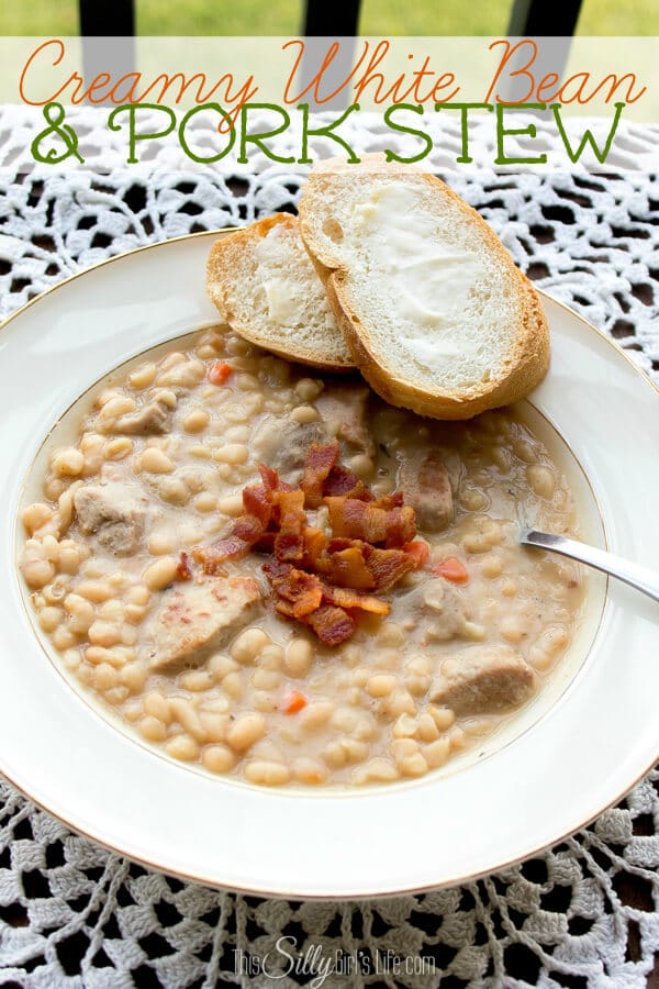 Creamy white bean pork stew from This Silly Girl's Life