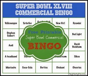 Super Bowl Commercial Bingo and more great Super Bowl party ideas