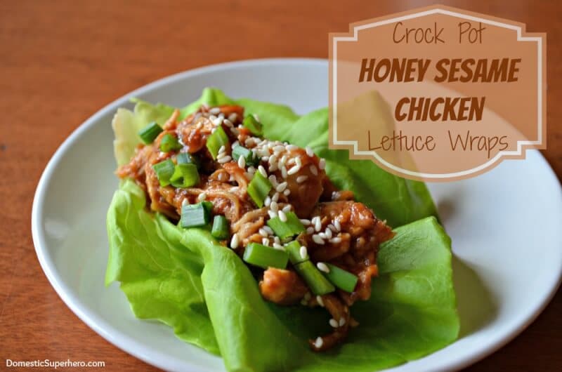 Honey Sesame Chicken Lettuce Wraps from Domestic Superhero