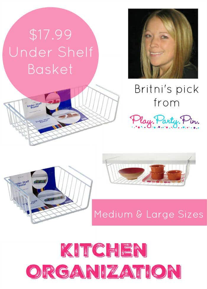 Over 50 of the best organization products from top bloggers! Use these under shelf baskets to organize small things in your kitchen, bathroom, or even craft room!